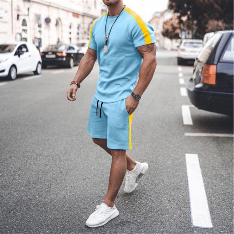 Wholesale Customized Jogging training wear Sportswear Gym Tracksuit And Shorts 2 Piece Men's T-Shirt Set