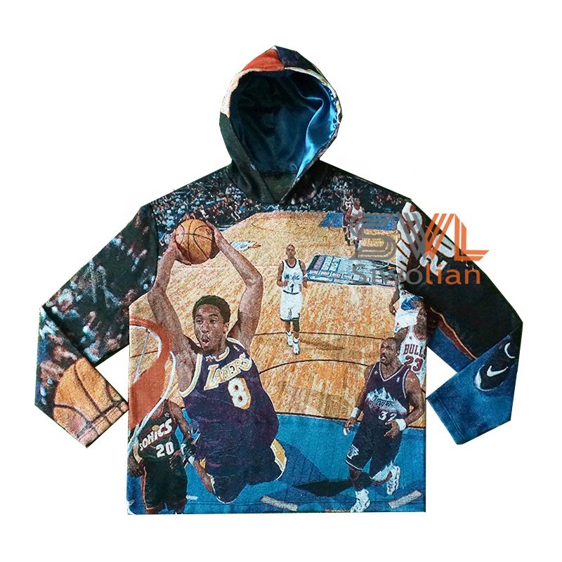 High Quality Basketball Tapestry Hoodie Men Street Fashion Tapestri Clothing Custom Woven Men's Oversized Hoodies Sweatshirts