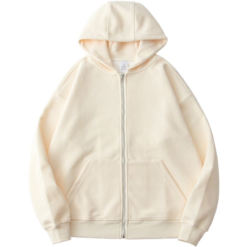 Unisex Zip Up Waffle Sweatshirt Custom High Quality Men Heavyweight Full Zipper Waffle Knit Hoodies And Sweatshirt For Men