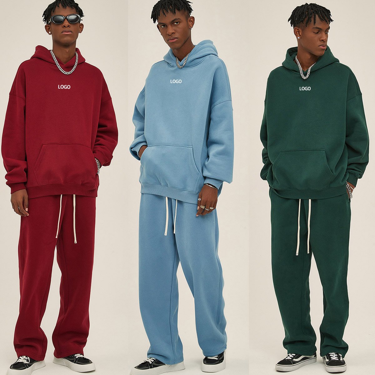 Brand Customized LOW MOQ Men's Matching Set Pullover Oversized Hoodie Jogger Pants Set Blank 2 Piece Jogging Set Suits Tracksuit