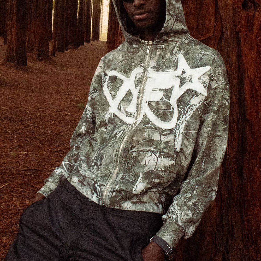 Wholesale Camouflage Hoodie Pullover Digital Printed Real Tree Camouflage Zipper Men's Hoodie Cubic Embroidered Hoodie
