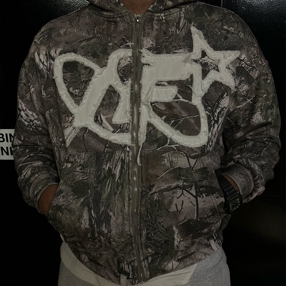 Wholesale Camouflage Hoodie Pullover Digital Printed Real Tree Camouflage Zipper Men's Hoodie Cubic Embroidered Hoodie