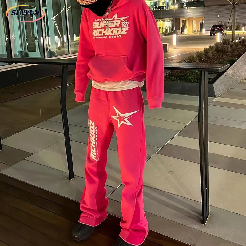 Women Color Block Designer Custom LOGO Oversized Tracksuit Sweatshirt Blank Plain Fashion Puff Print Pullover Girls Hoodies