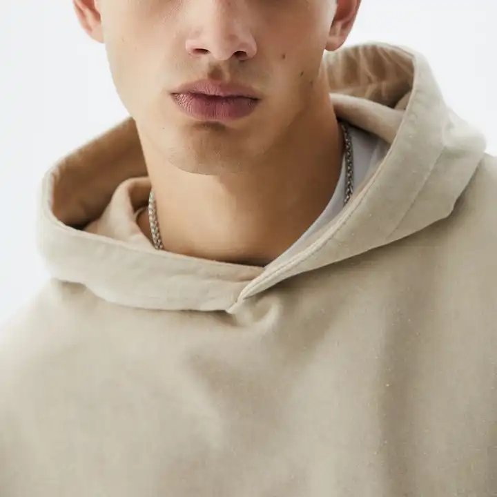 Tengcai custom design Men's hoodie Puff Printing logo Oversized Streetwear drop shoulder Pullover vintage cropped hoodie men