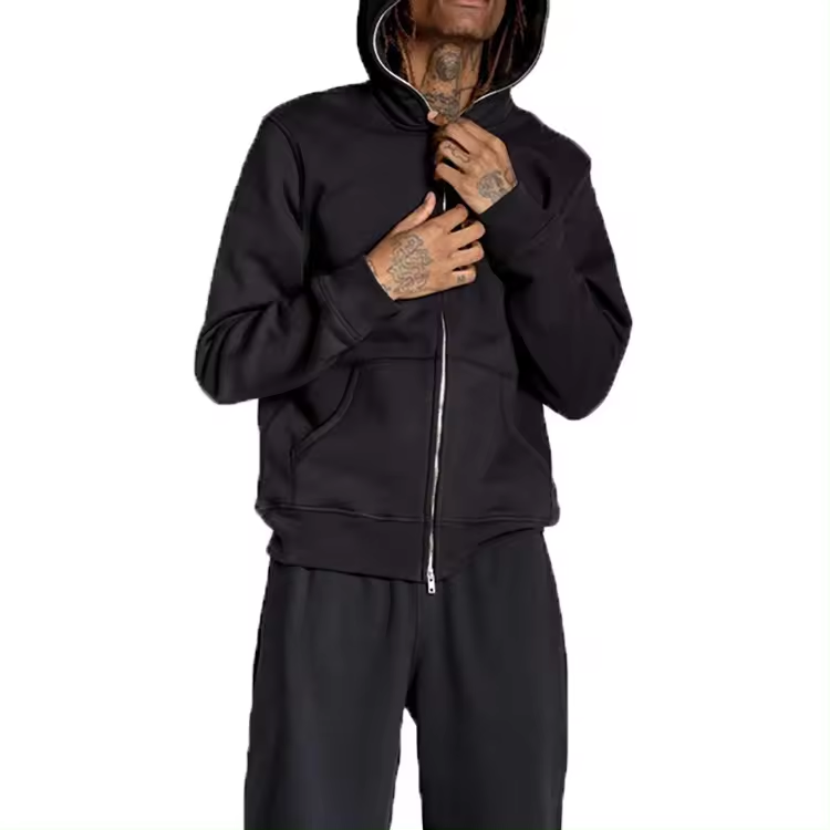 Cotton Y2K Custom Zipup Puff Printing 3D Foam Fleece Blank Men's Fullzip Oversized Zipped Zipper Full Zip Up Hoodie