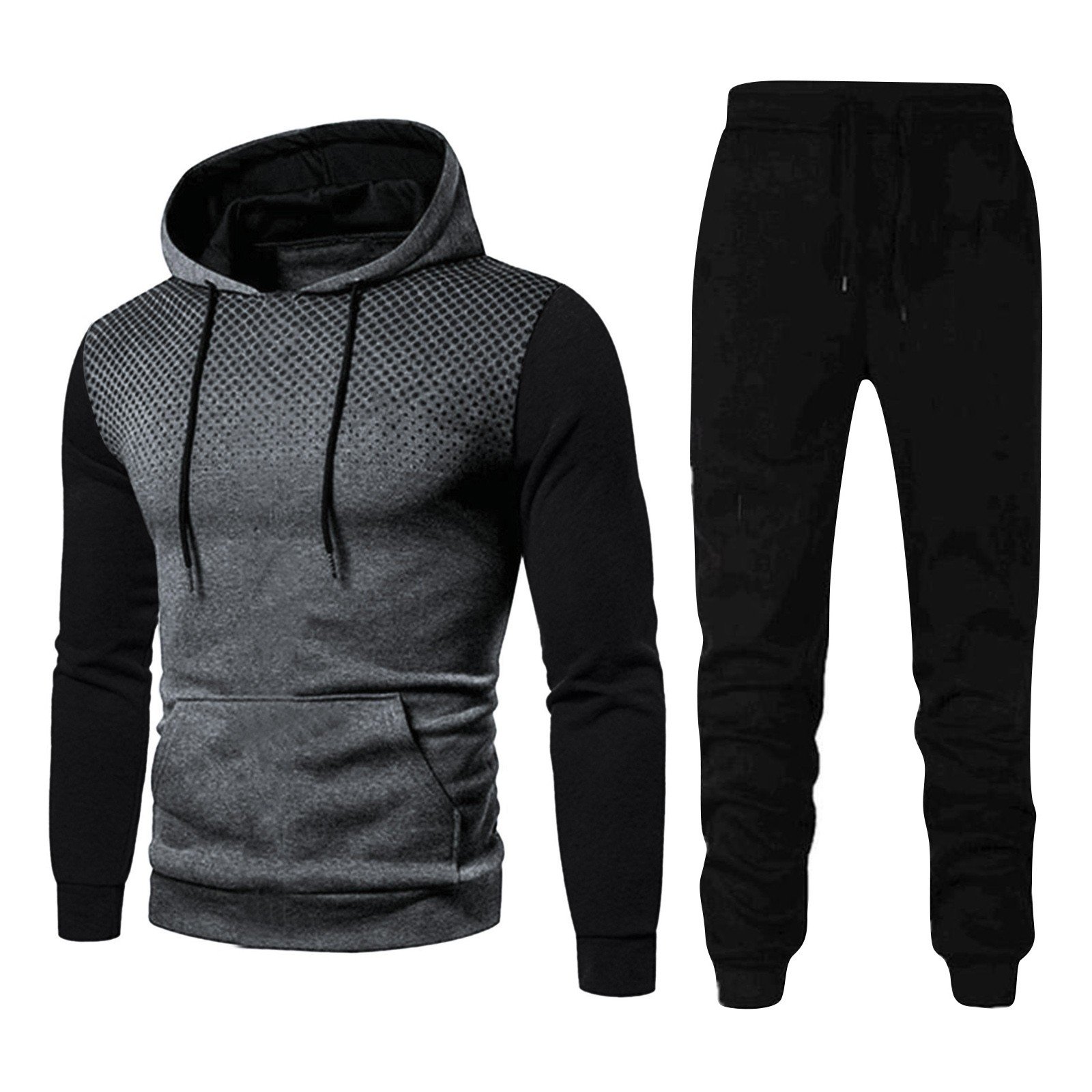 Men's Tracksuit Set Fall winter Fitness Polka Dot Color Matching Zipper Hoodie Sweatshirt Trousers Streetwear Male 2 Piece Sets
