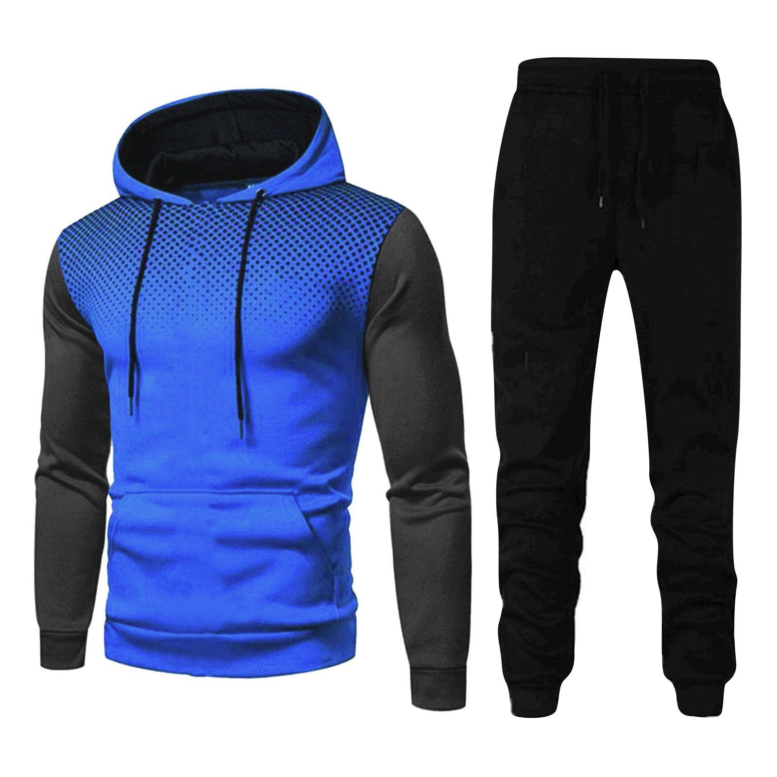 Men's Tracksuit Set Fall winter Fitness Polka Dot Color Matching Zipper Hoodie Sweatshirt Trousers Streetwear Male 2 Piece Sets