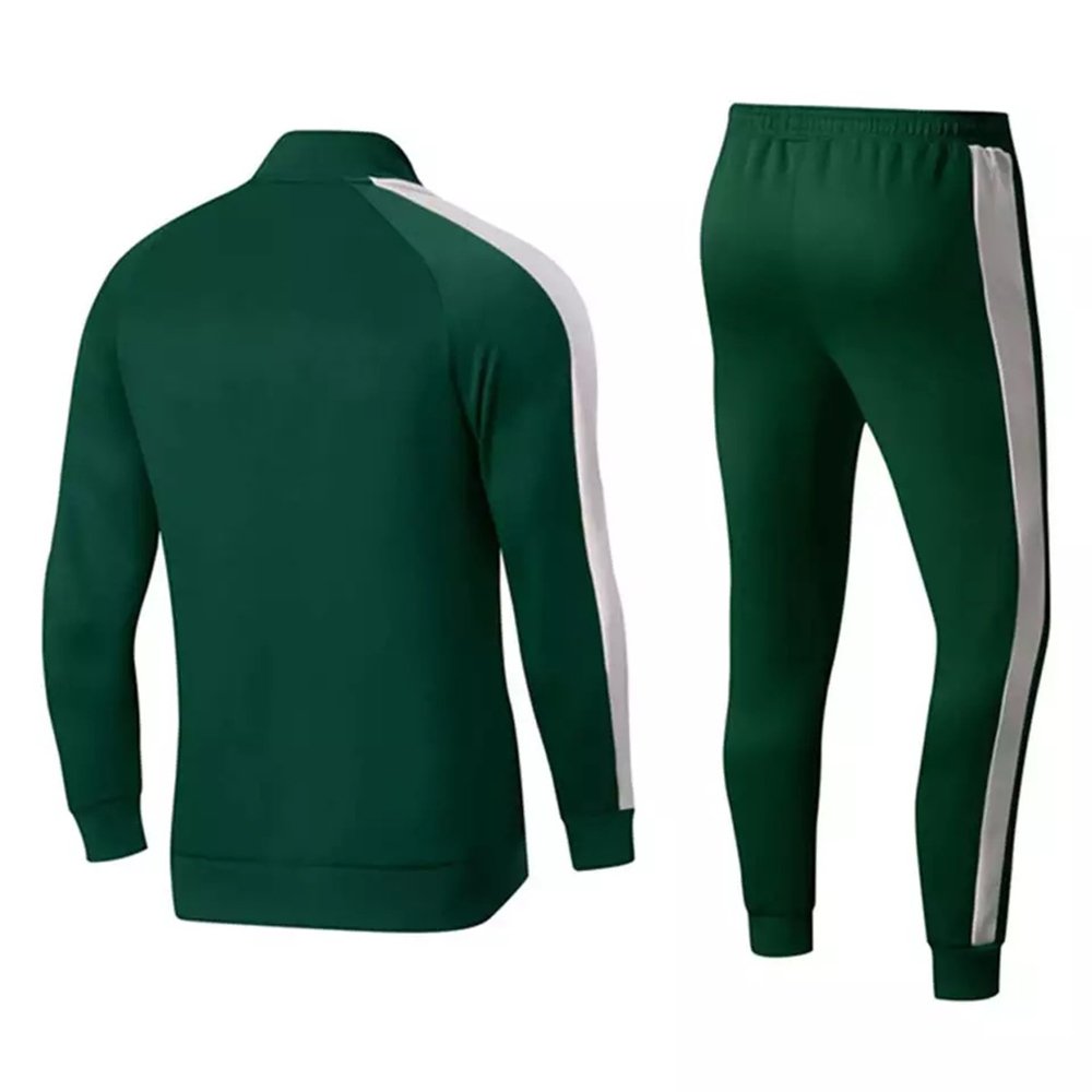 White side stripes Custom Men's Sports Wear green Track Suit Training Wear Hot Selling High Quality Track Suit Men's Hoodies