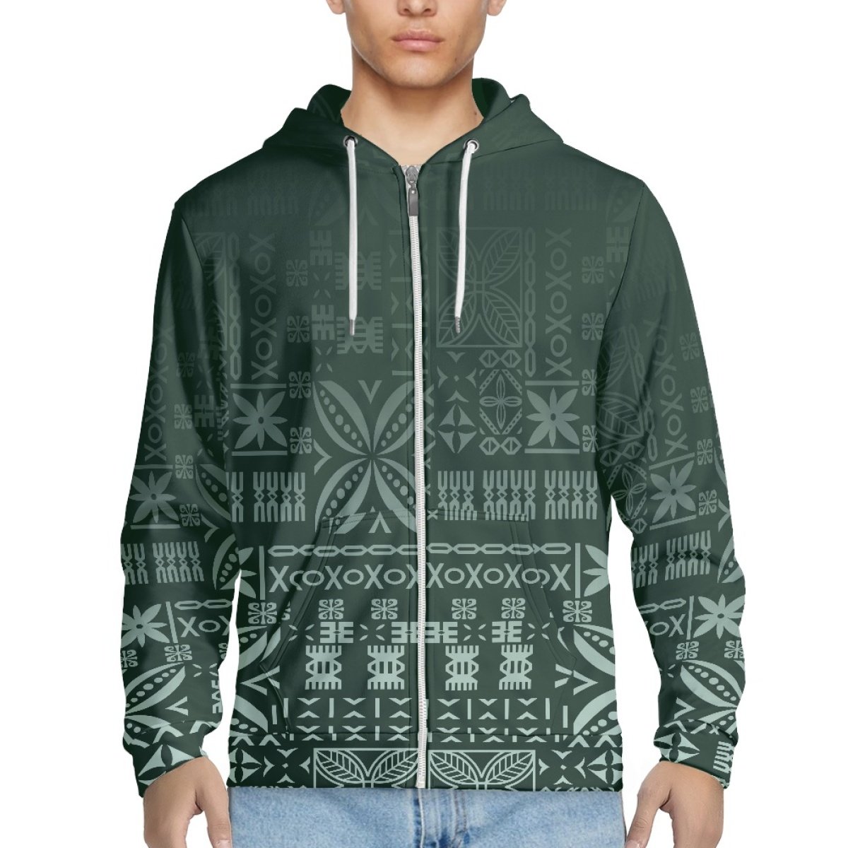 Best Selling Full Print Zip Hooded Hoodie Custom Polynesia Tribal Print Men's Hoodie Print On Demand Polyester Men's Sweatshirt