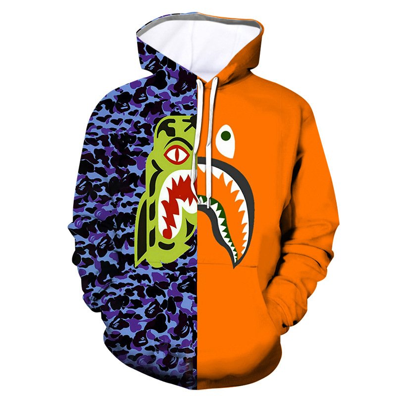 New Men's Hoodie Shark Series Shark Head COSPLAY 3D Digital Print Cool functional Pocket Hoodies Sweatshirts