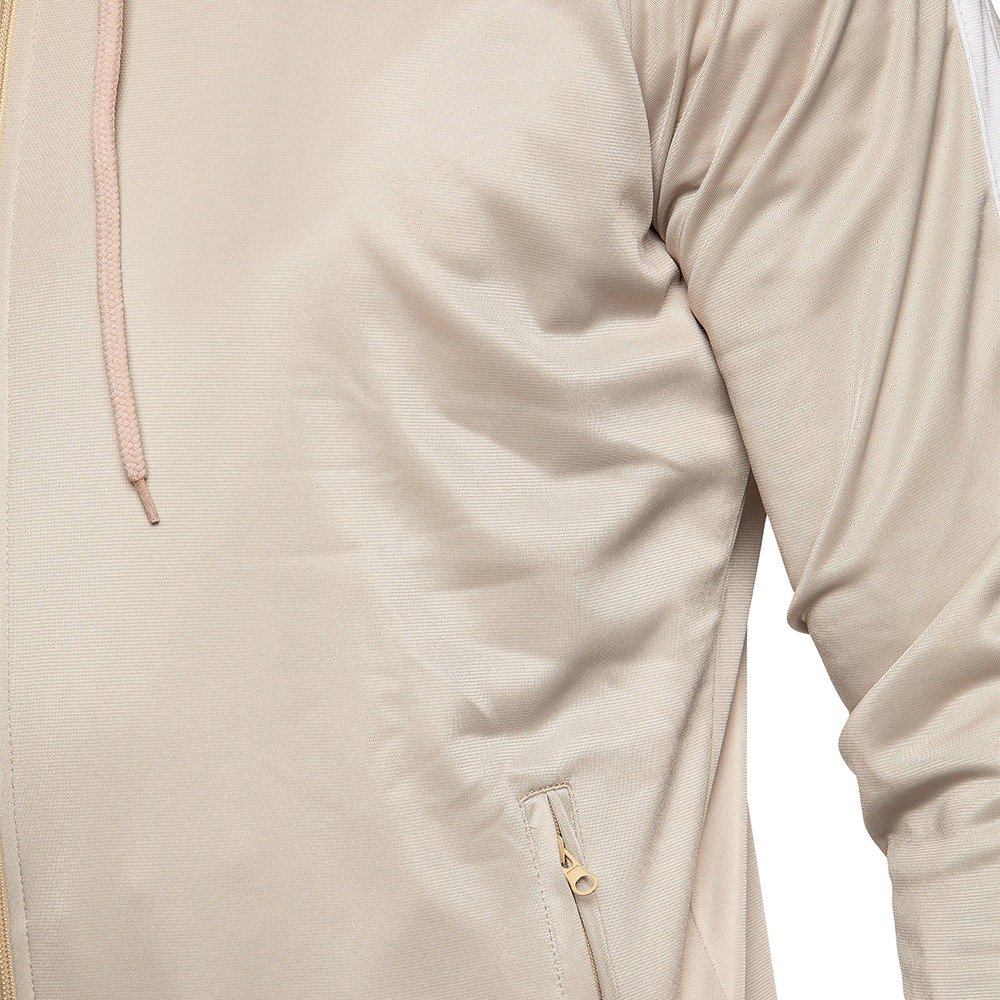 Custom Tan Color Good Quality White Stripes Polyester Sportswear Tracksuits Clothing Hoodie Tracksuit