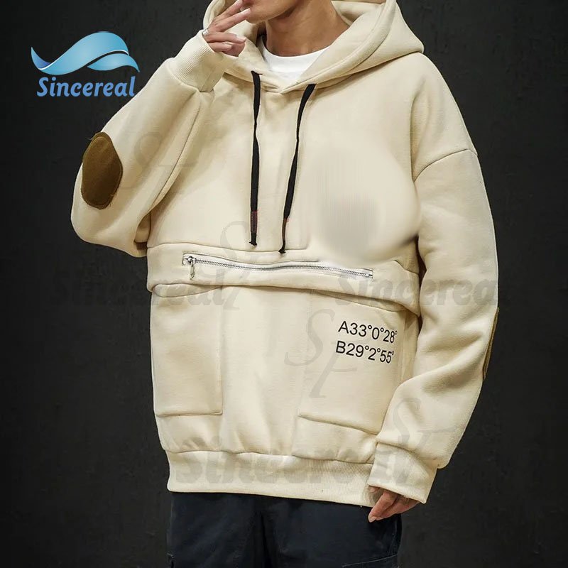 OEM Fashion Colorblock Letter Print Hoodie Men Autumn And Winter Sleeve Patch Plus Size Thick Hoodie Harajuku Men Clothing