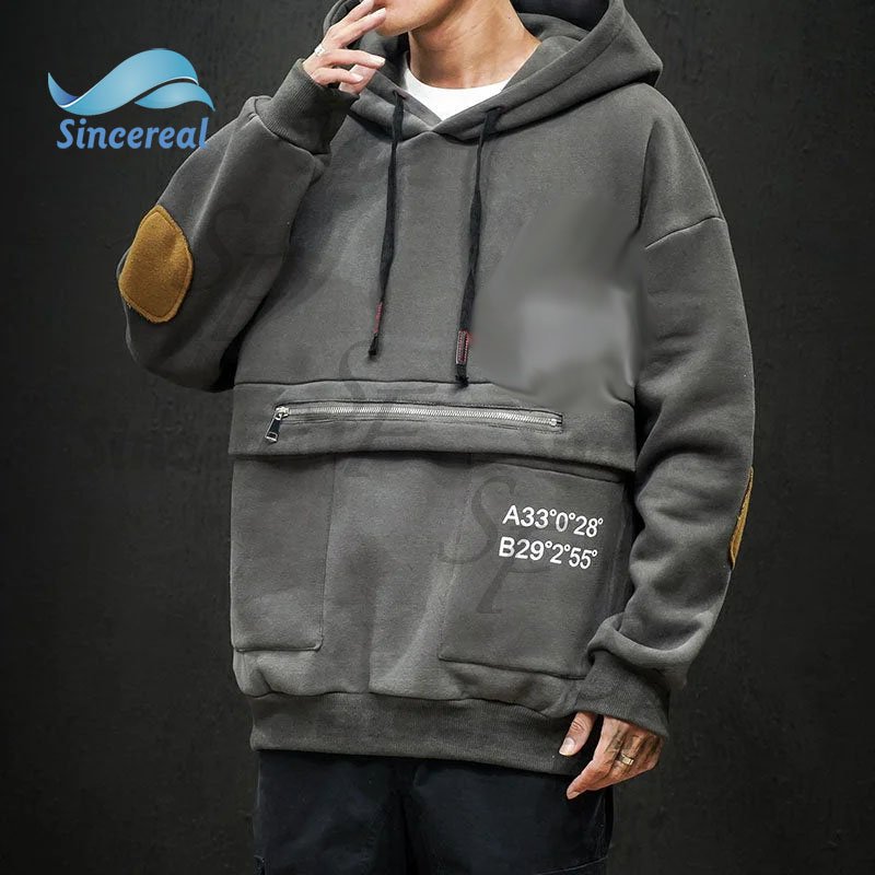 OEM Fashion Colorblock Letter Print Hoodie Men Autumn And Winter Sleeve Patch Plus Size Thick Hoodie Harajuku Men Clothing