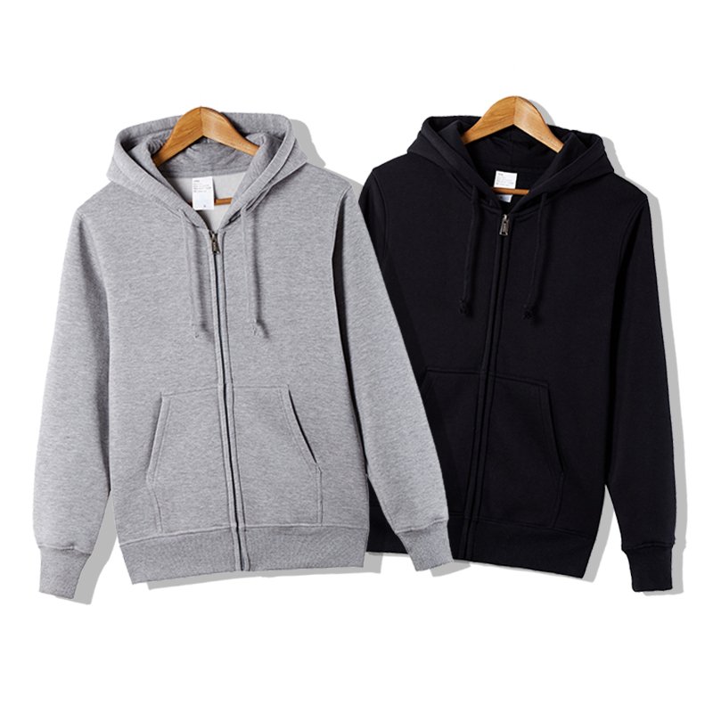Wholesale Custom Logo Printing Cotton Plain Zipper Hoodie Mens Zip Up Hoodie