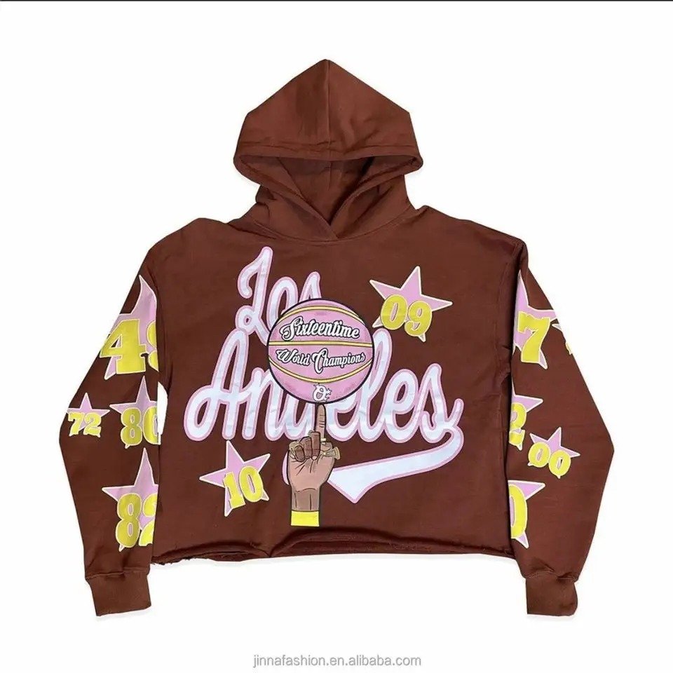 Best Quality Blank Heavyweight Hoodie No Drawstring Plain No Pockets Puff Printing Cropped Raw Hem Hoodie Men