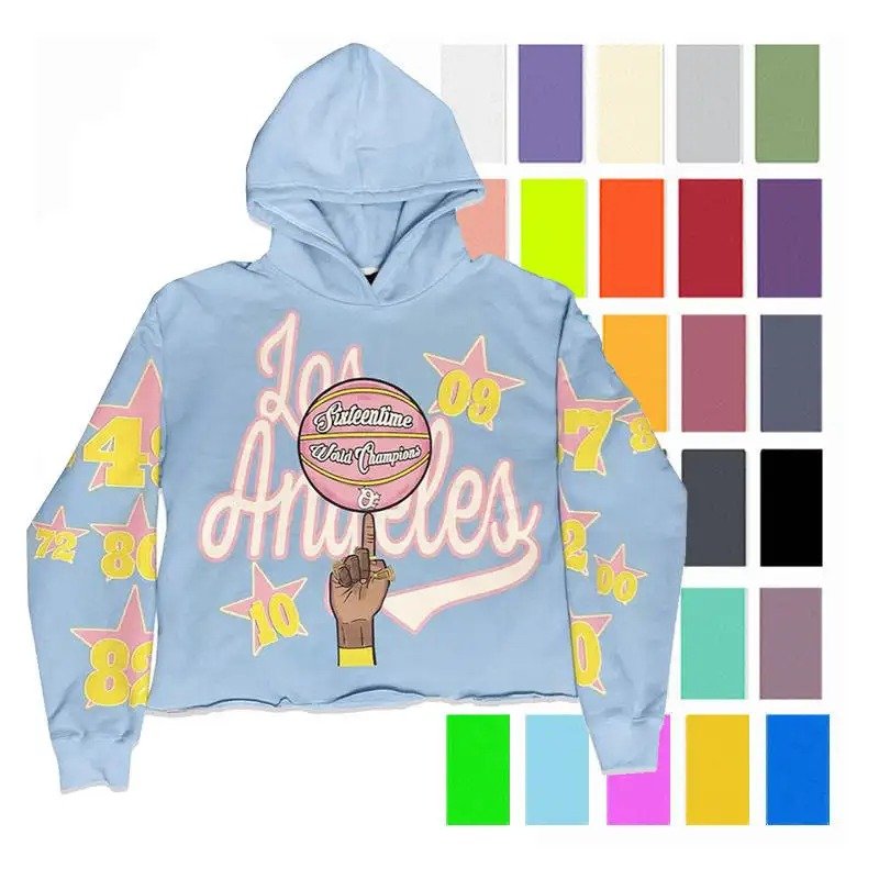 Best Quality Blank Heavyweight Hoodie No Drawstring Plain No Pockets Puff Printing Cropped Raw Hem Hoodie Men