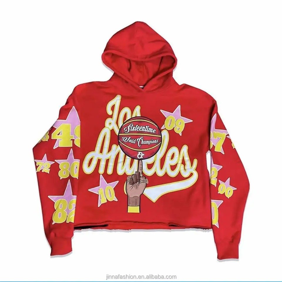 Best Quality Blank Heavyweight Hoodie No Drawstring Plain No Pockets Puff Printing Cropped Raw Hem Hoodie Men