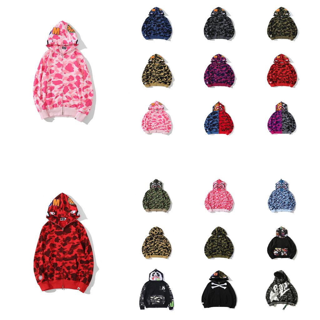 Top Quality Unisex full zip up bapees shark hoodie Camouflage Cotton Custom Logo Sweatshirt Supplier men's bapees hoodies