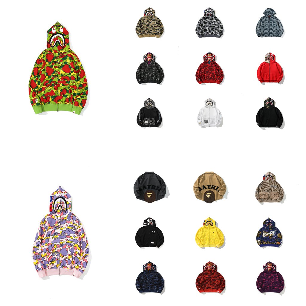 Top Quality Unisex full zip up bapees shark hoodie Camouflage Cotton Custom Logo Sweatshirt Supplier men's bapees hoodies