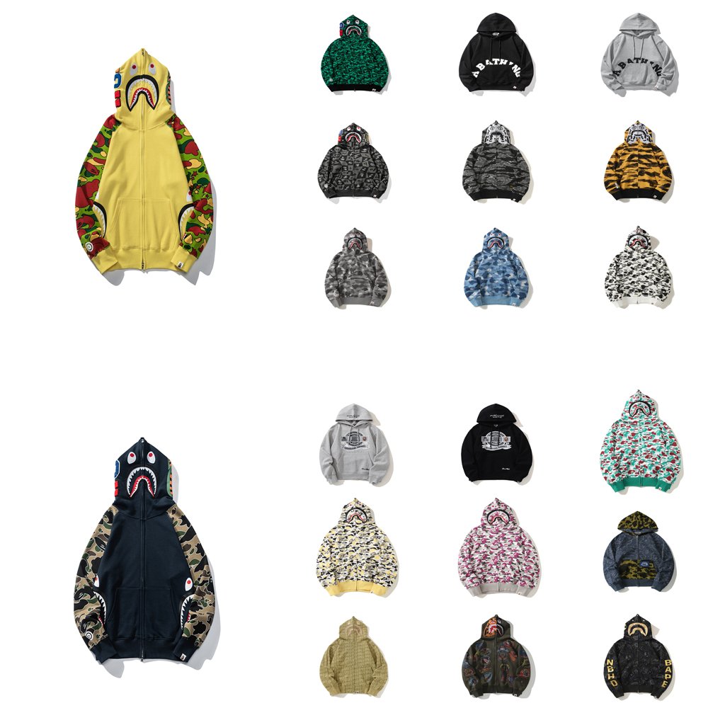 Top Quality Unisex full zip up bapees shark hoodie Camouflage Cotton Custom Logo Sweatshirt Supplier men's bapees hoodies