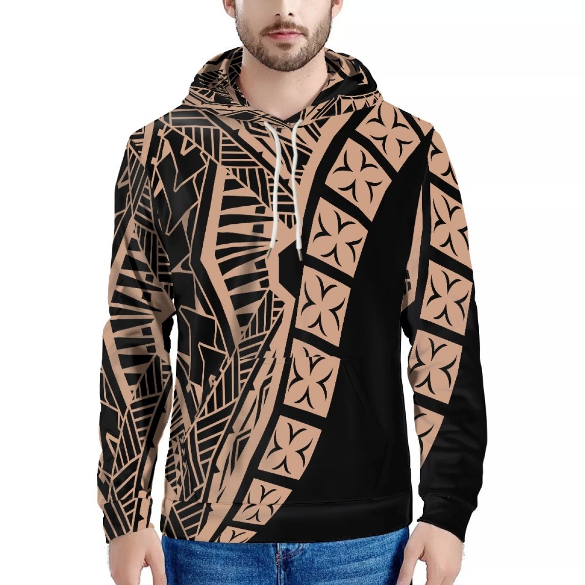 Factory Direct Sales Custom Polynesia Tribal Print Fashion Casual Air Layer Men's Adult Sweatshirt Print On Demand Men's Hoodies