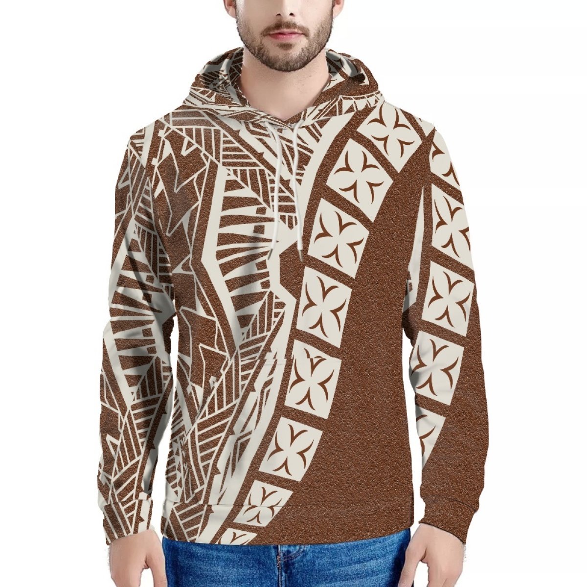 Factory Direct Sales Custom Polynesia Tribal Print Fashion Casual Air Layer Men's Adult Sweatshirt Print On Demand Men's Hoodies