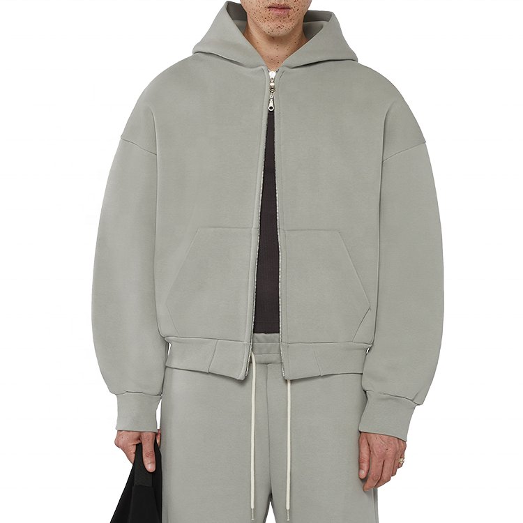 wholesale Custom essentials heavyweight 400 gsm drop shoulder hoodie logo manufacturer oversized full zip up hoodies for men