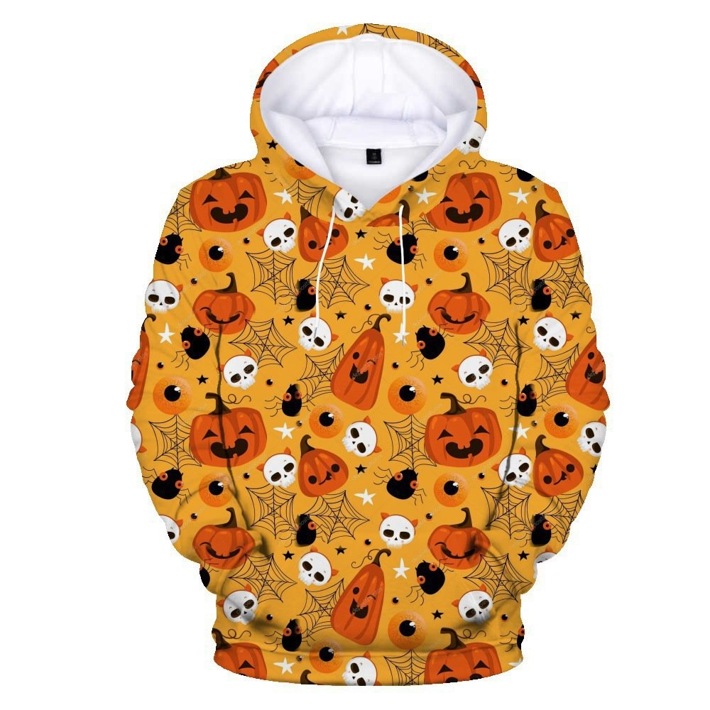 High Quality Halloween Streetwear French Terry Mens Hoodies Custom Men's Pumpkin All Over Print Hoodies