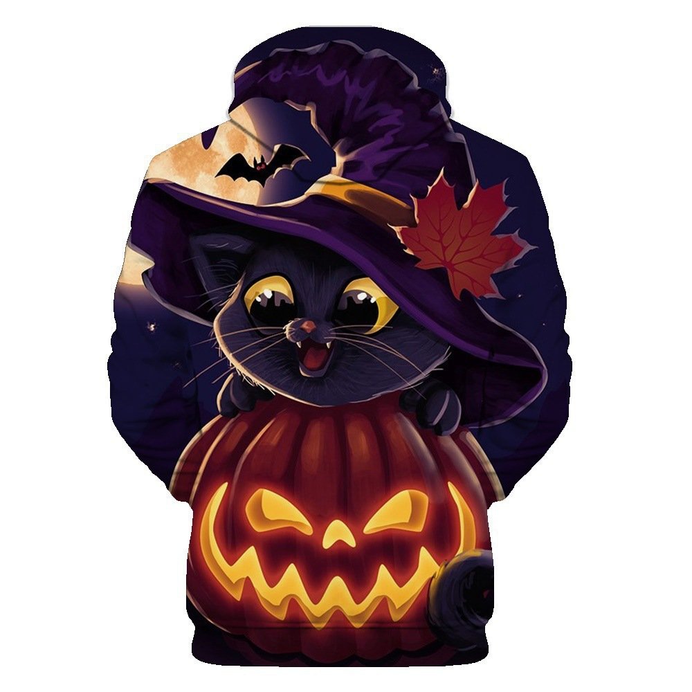 High Quality Halloween Streetwear French Terry Mens Hoodies Custom Men's Pumpkin All Over Print Hoodies