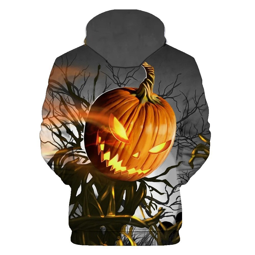 High Quality Halloween Streetwear French Terry Mens Hoodies Custom Men's Pumpkin All Over Print Hoodies