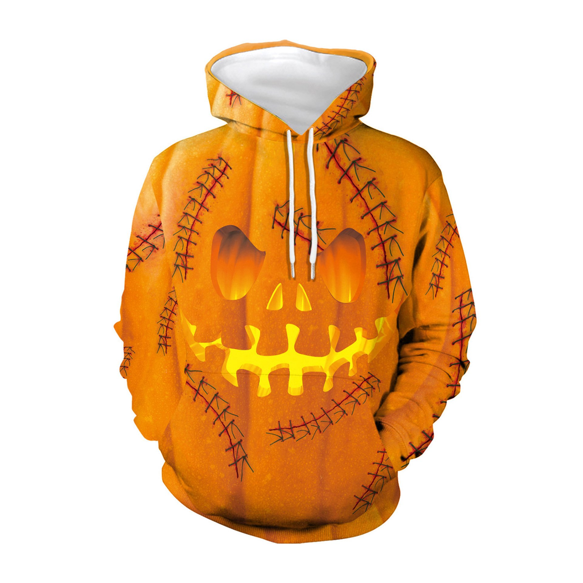 High Quality Halloween Streetwear French Terry Mens Hoodies Custom Men's Pumpkin All Over Print Hoodies