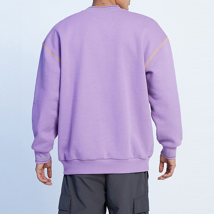 OEM Wholesale Custom Hoodie Contrast Stitching Fleeced Sweatshirt Floral Embroidery Crew Neck Men's Hoodies & Sweatshirts