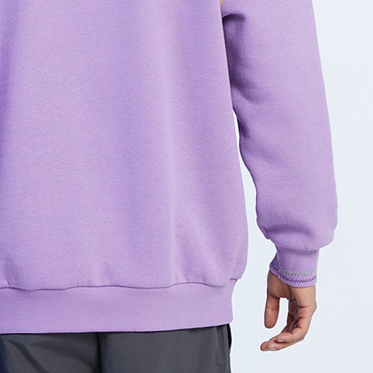 OEM Wholesale Custom Hoodie Contrast Stitching Fleeced Sweatshirt Floral Embroidery Crew Neck Men's Hoodies & Sweatshirts