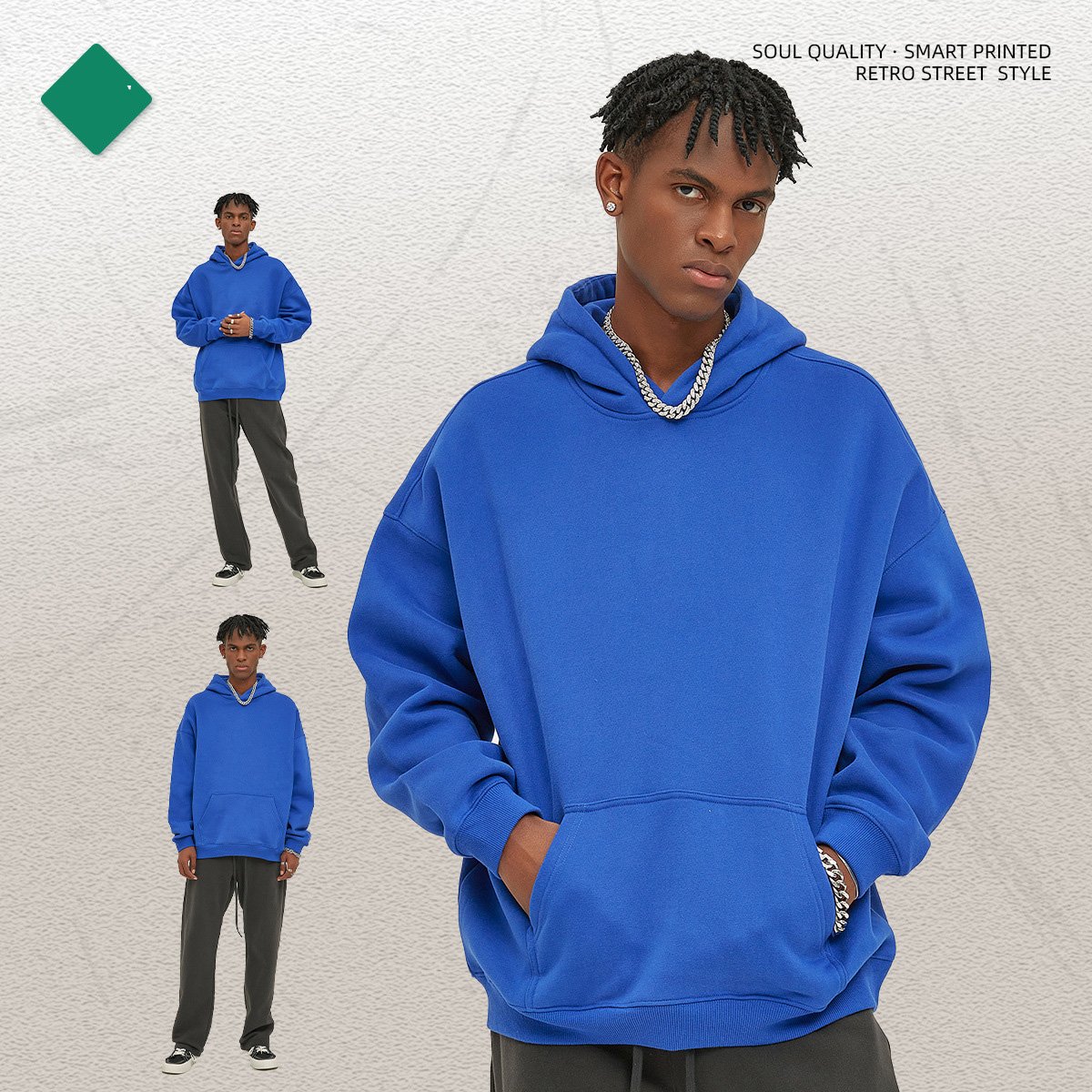 boxy Hoodie manufacturer 350g Sweater Blank Oversized no string Fleece Drop shoulder Custom 3D Puff Print Hoodies&Sweatshirts
