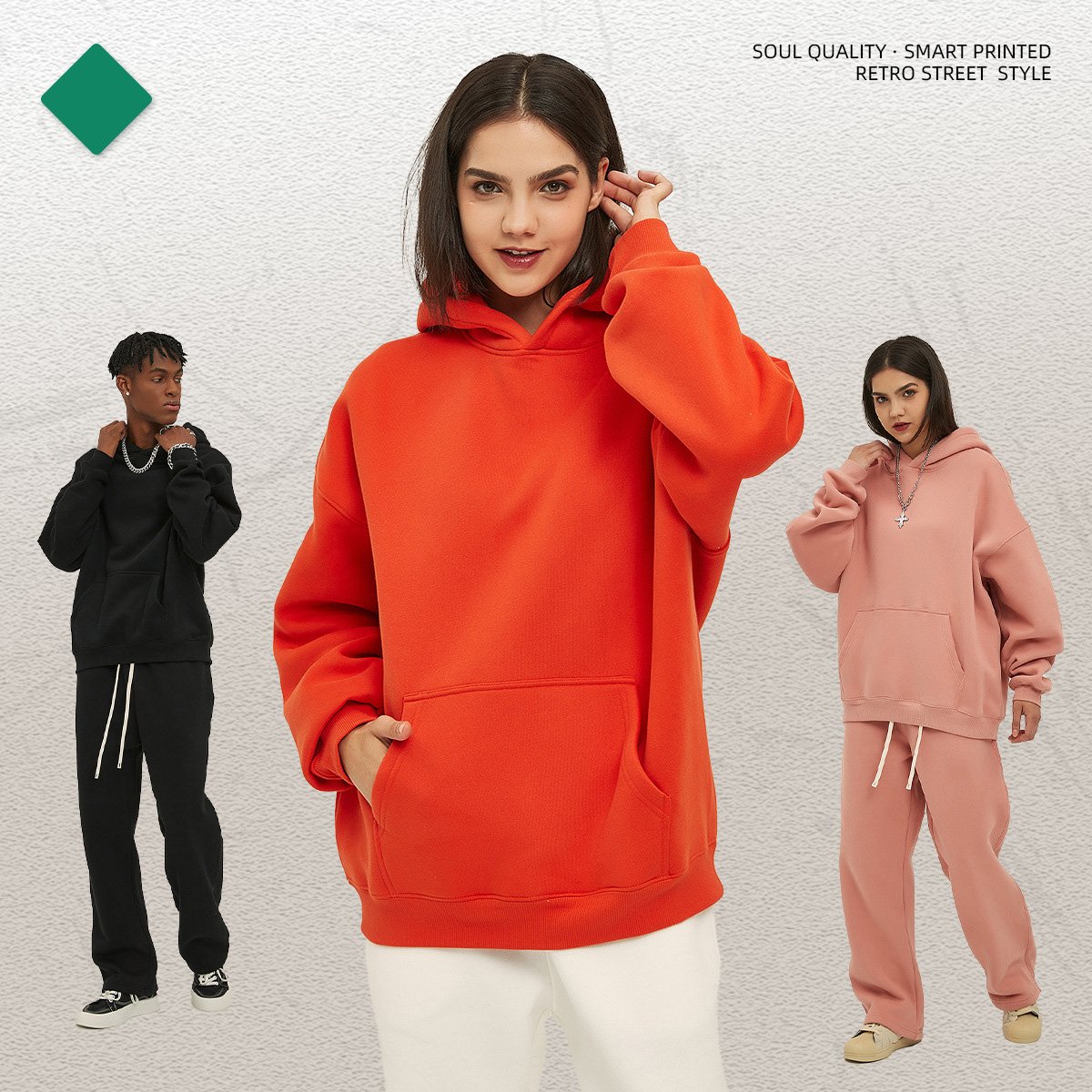 boxy Hoodie manufacturer 350g Sweater Blank Oversized no string Fleece Drop shoulder Custom 3D Puff Print Hoodies&Sweatshirts