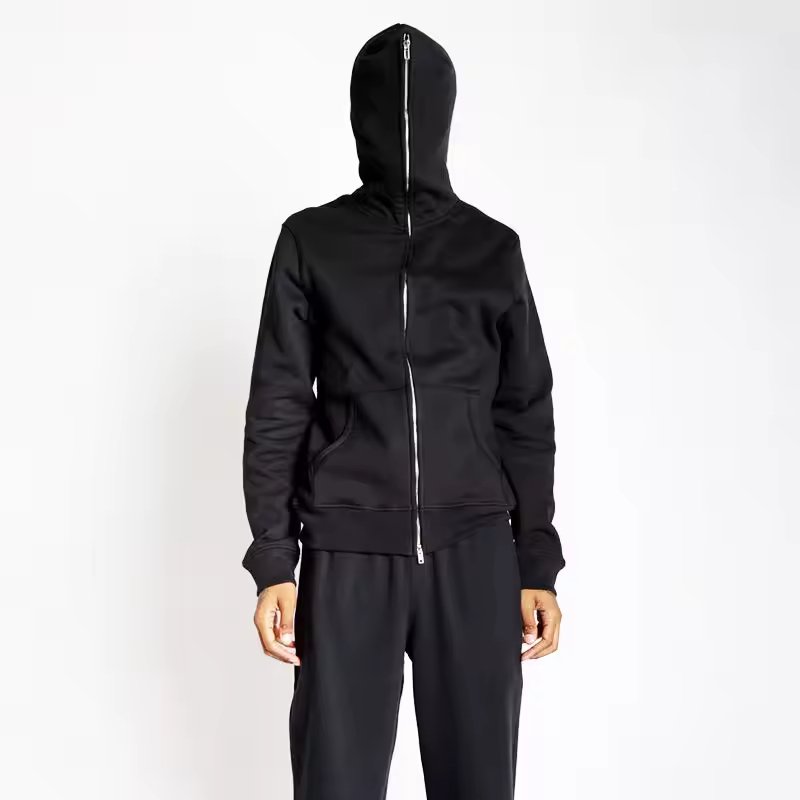 Men's Pullover Oversized Zipper Unisex Heavy Weight 100% Cotton Fleece Black Custom Full Zip Up Blank Full Face Zip Hoodie