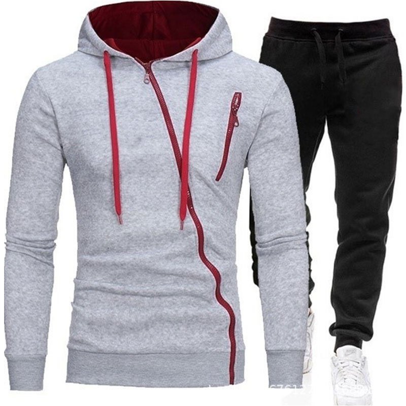 Zipper Hoodies and Sport Pants Suit Daily and Sportswear Adults for Men Men Clothing Sets Casual Sweatsuit Spring and Autumn