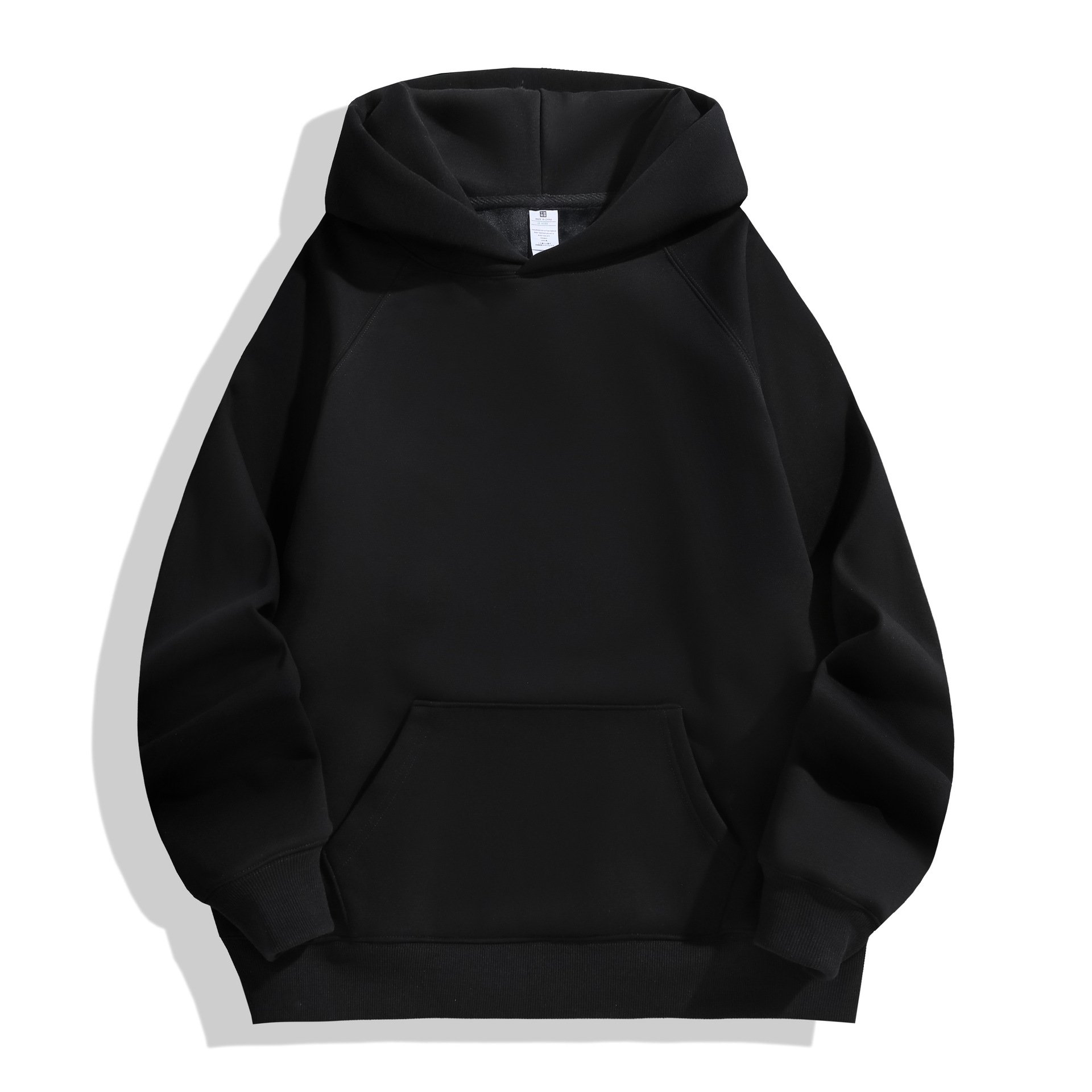 600g 100% cotton super size heavy weight men's screen printed hoodie black cordless hoodie