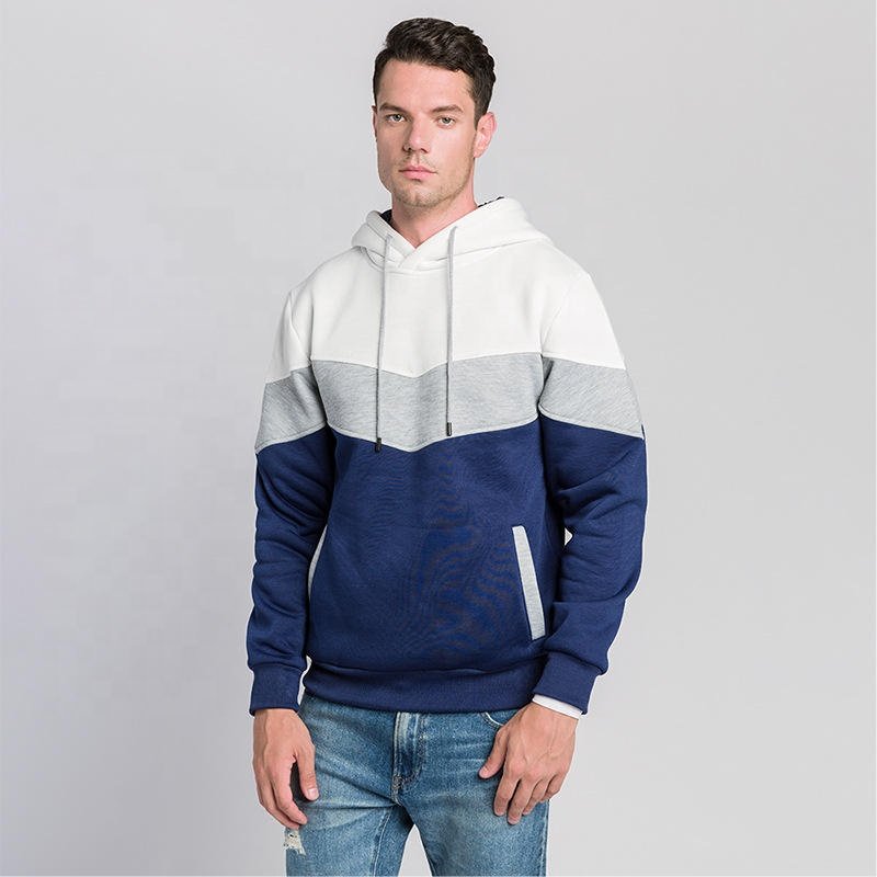 Pullover Long Sleeve Hoodies Custom Hoodie Men's Sweatshirt Custom Stitching Color Block Printed Thermal Hoodies