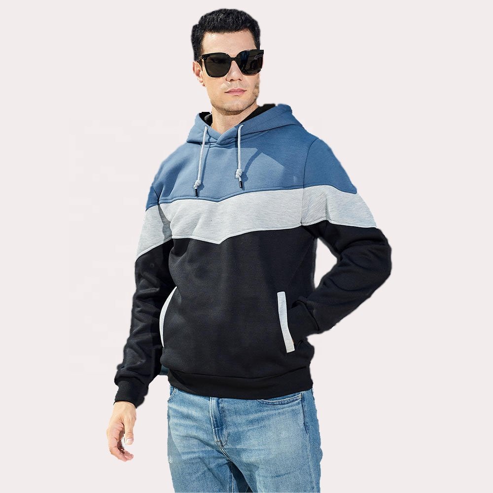 Pullover Long Sleeve Hoodies Custom Hoodie Men's Sweatshirt Custom Stitching Color Block Printed Thermal Hoodies