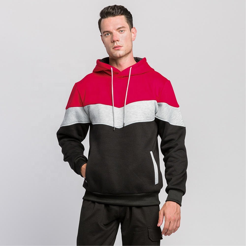 Pullover Long Sleeve Hoodies Custom Hoodie Men's Sweatshirt Custom Stitching Color Block Printed Thermal Hoodies