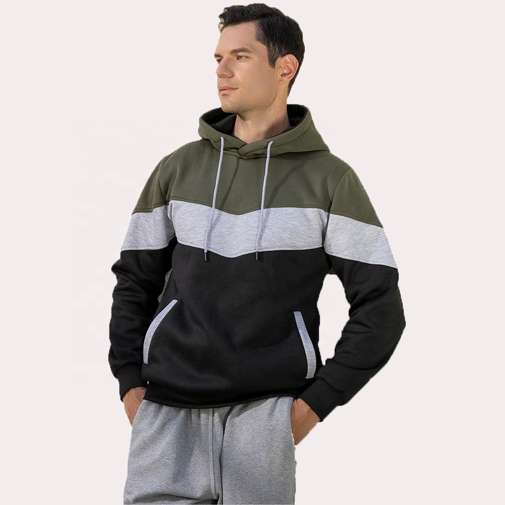 Pullover Long Sleeve Hoodies Custom Hoodie Men's Sweatshirt Custom Stitching Color Block Printed Thermal Hoodies