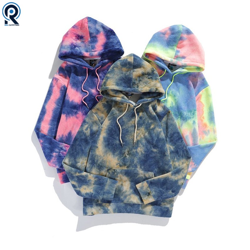 Eco-Friendly Hip Hop Pullover Distressed Designer Gym Sport Vintage Fleece Cotton Tie Dye Plus Size Men's Hoodies