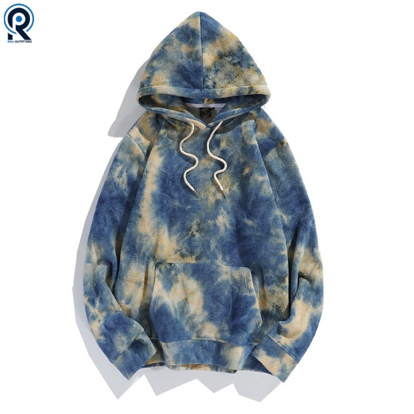 Eco-Friendly Hip Hop Pullover Distressed Designer Gym Sport Vintage Fleece Cotton Tie Dye Plus Size Men's Hoodies