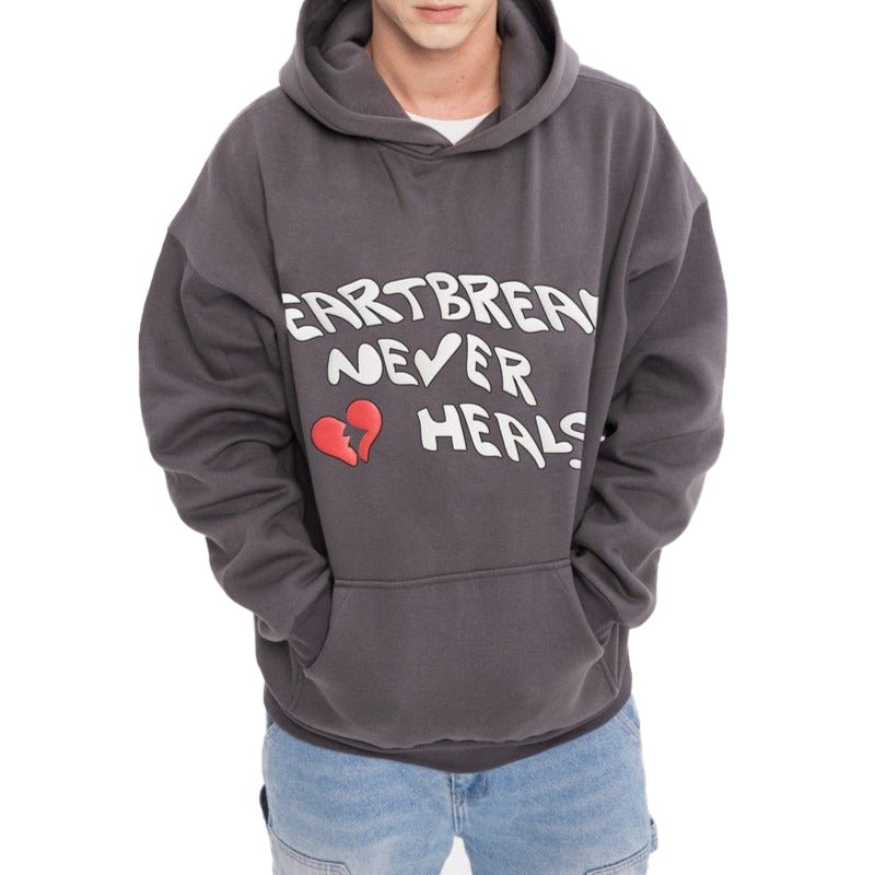 OEM Custom Distressed Hoodie Streetwear 400gsm Cotton Heavyweight French Terry Puff Printing Oversized Hoodies For Men