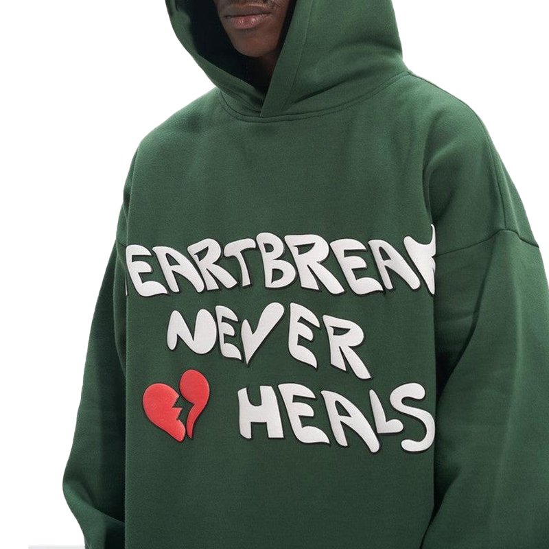 OEM Custom Distressed Hoodie Streetwear 400gsm Cotton Heavyweight French Terry Puff Printing Oversized Hoodies For Men