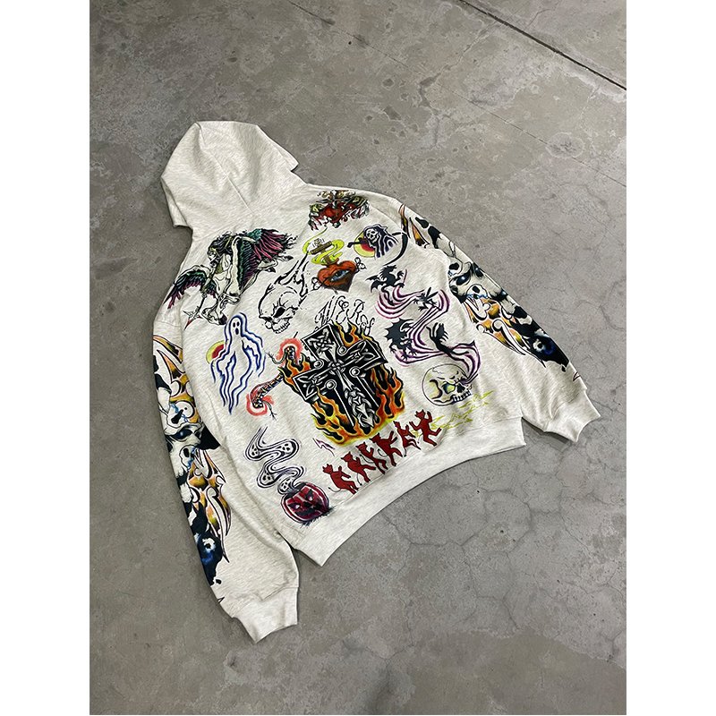 Manufacturer High Quality HeavyWeight Custom LOGO Print Cotton Oversized Streetwear Saint Tears Washed Men's Hoodies&Sweatshirts