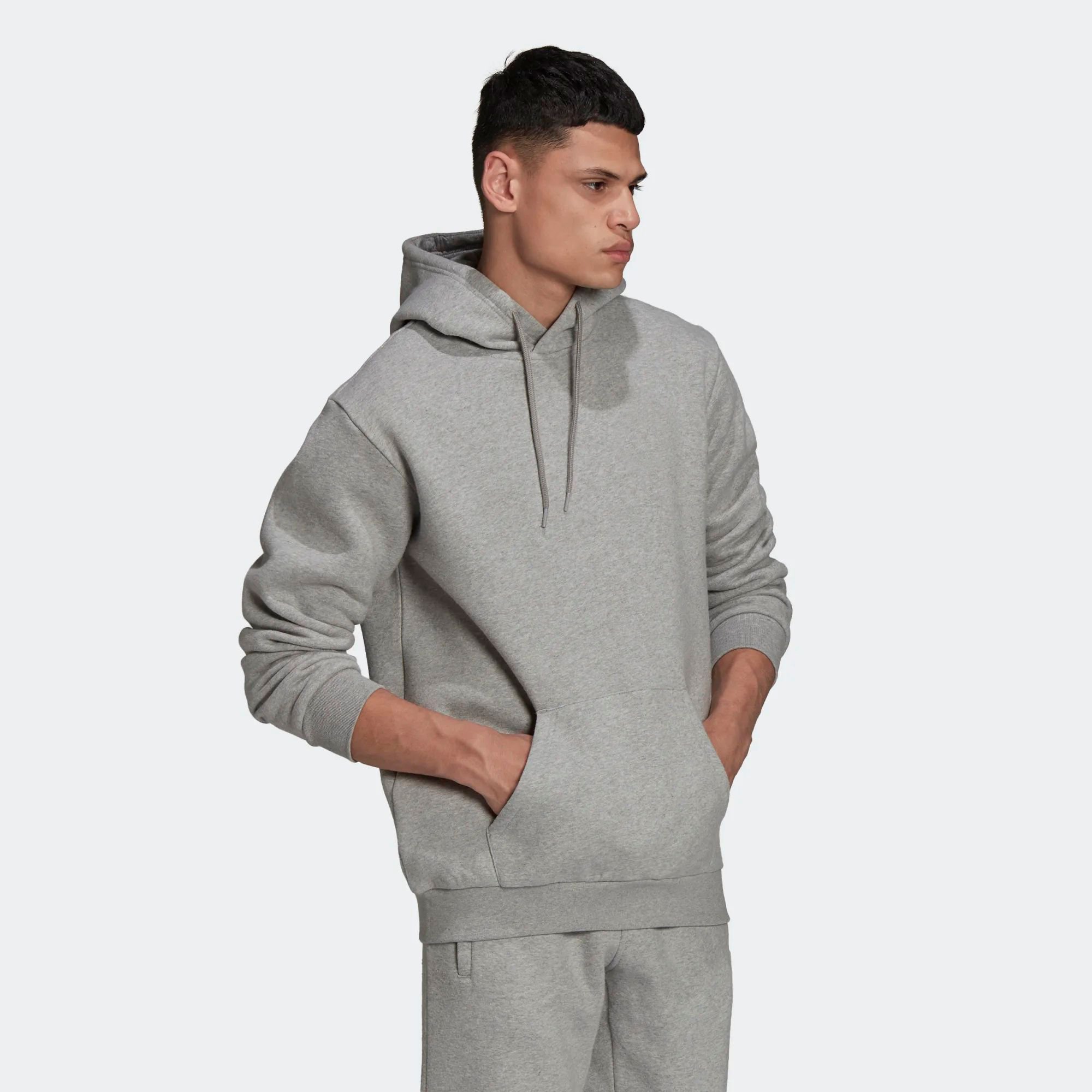 Regular Fit Heavyweight 70% Cotton 30% Recycled Polyester Fleece Essentials Trefoil Medium Heather Grey Men Pullover Hoodie