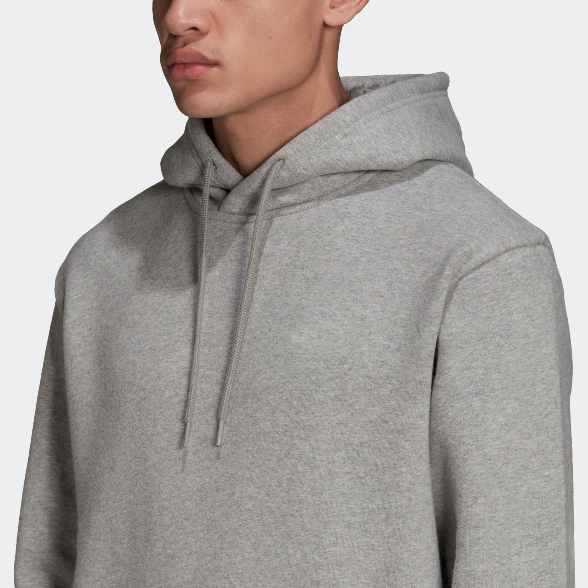 Regular Fit Heavyweight 70% Cotton 30% Recycled Polyester Fleece Essentials Trefoil Medium Heather Grey Men Pullover Hoodie