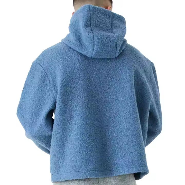 Handsome man winter polar fleece men's hoodies & sweatshirts Oversized hoodie blank no label fluffy material custom hoodies